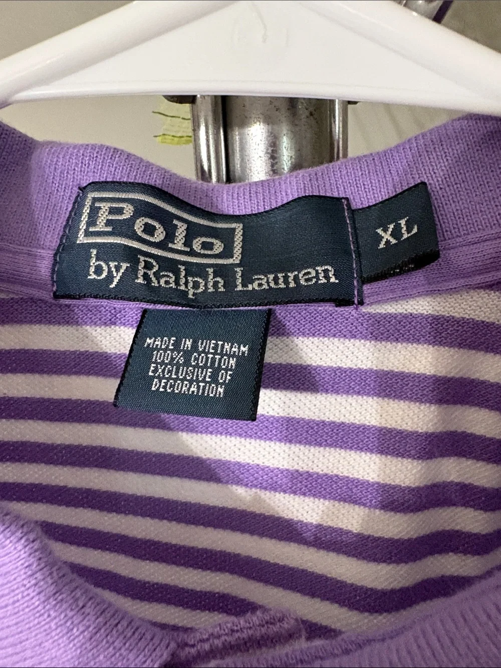 Ralph Lauren Lavender and White Striped Polo with Orange Pony